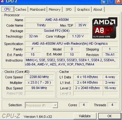  AMD A8-4500M: 