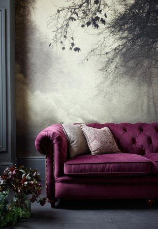 Фіолетовий диван в інтер'єрі: правильне поєднання кольорів в інтер'єрі, фото